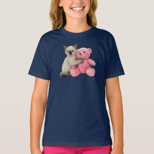 Camiseta Infantil Urso de Pelúcia Siamesa Fofa