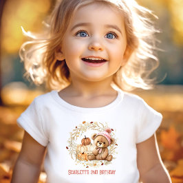 Camiseta Infantil Urso de Teddy Queda Aniversário Pumpkins Nome Rapa