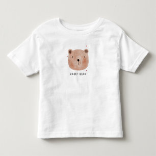 Camiseta Infantil Urso Doce Fofo Madeira Minimal