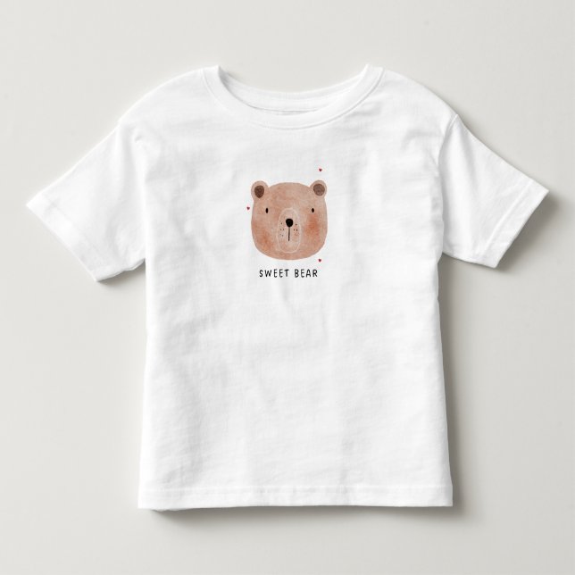 Camiseta Infantil Urso Doce Fofo | Madeira Minimal (Frente)