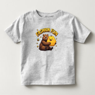 Camiseta Infantil Urso Fofo Abraçando Melado Amarelo