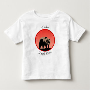 Camiseta Infantil Urso Grizzly no Sunset - Arte original para a vida