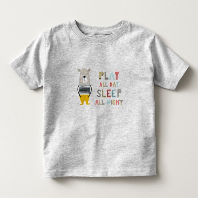 Camiseta Infantil Urso Menino Fofo Brinca o Dia Inteiro  (Frente)