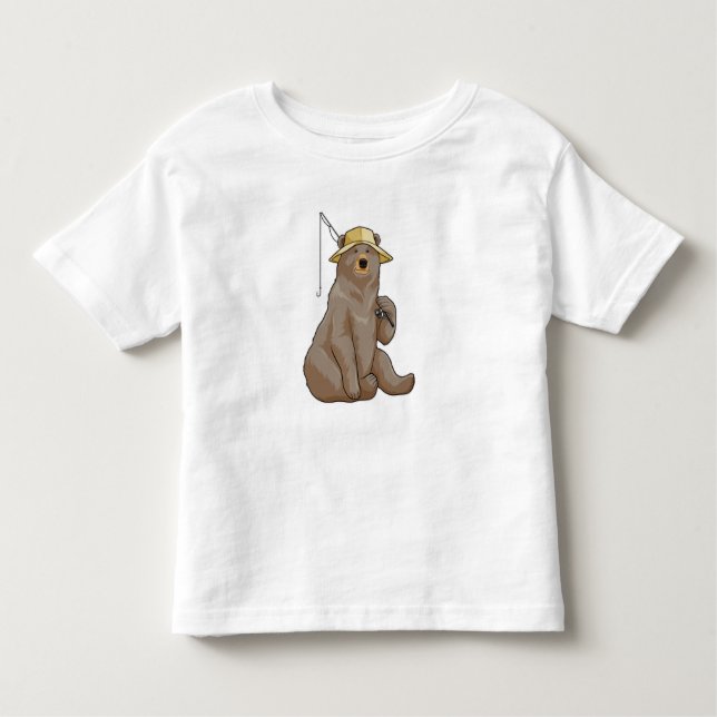 Camiseta Infantil Urso na pesca com vara de pesca (Frente)