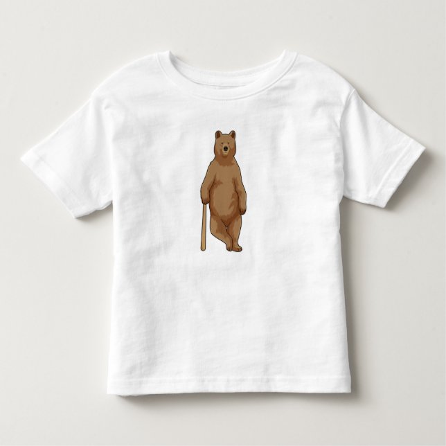 Camiseta Infantil Urso no Baseball com Baco de Beisebol (Frente)