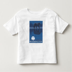 Camiseta Infantil Urso no luar - padeiro da montagem, Washington