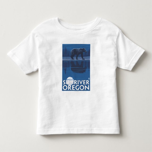 Camiseta Infantil Urso no luar - rio de Sun, Oregon (Frente)