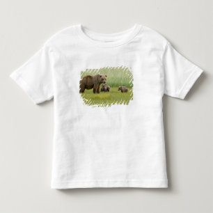 Camiseta Infantil Urso Pardo do Alasca e três filhotes, Ursus