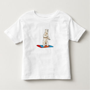 Camiseta Infantil Urso polar como Snowboarder com Snowboard