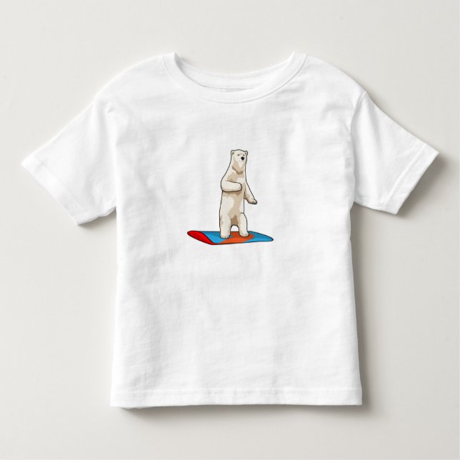 Camiseta Infantil Urso polar como Snowboarder com Snowboard (Frente)