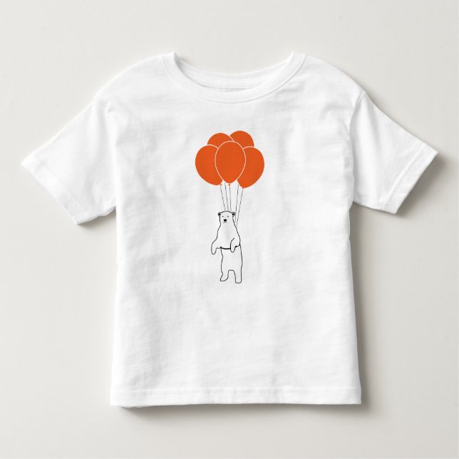 Camiseta Infantil Urso polar de voo com balões (Frente)