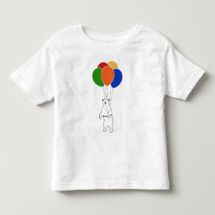Camiseta Infantil Urso polar de voo com balões do aniversário