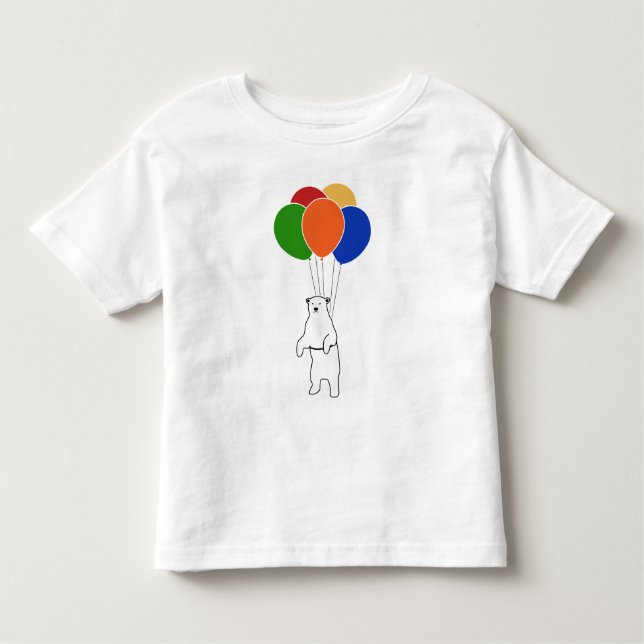Camiseta Infantil Urso polar de voo com balões do aniversário (Frente)