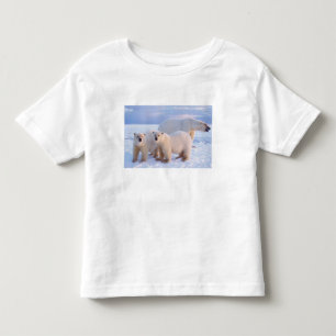 Camiseta Infantil Urso polar semeado com filhotes de gelo, costeiro
