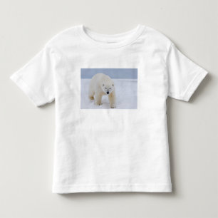 Camiseta Infantil urso polar, Ursus maritimus, no gelo e neve,