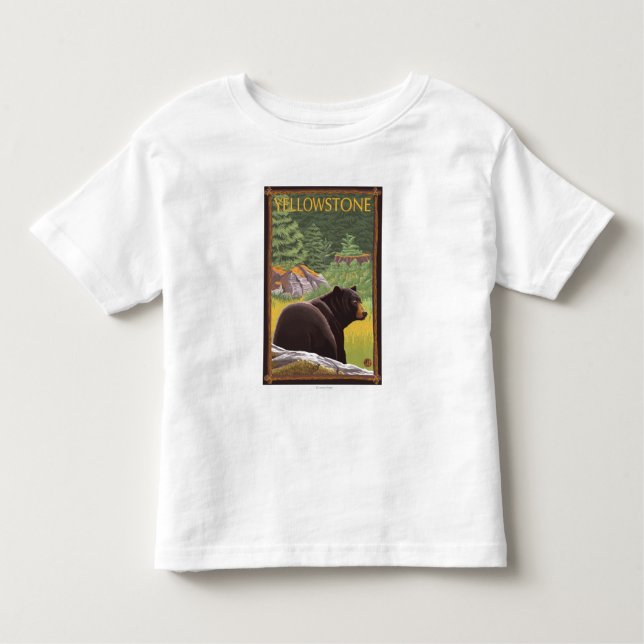 Camiseta Infantil Urso preto na floresta - parque nacional de (Frente)