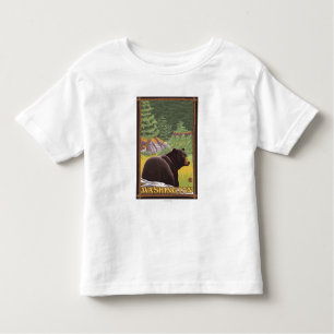 Camiseta Infantil Urso preto na floresta - Washington