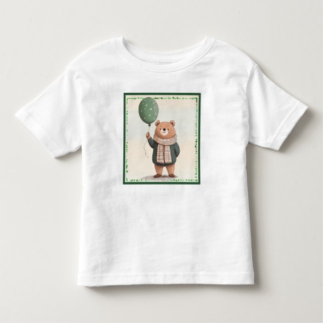 Camiseta Infantil Urso Sueco Verde com Xadrez de Queda (Frente)
