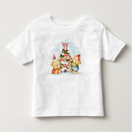 Camiseta Infantil Ursos de Natal e Árvores de Natal