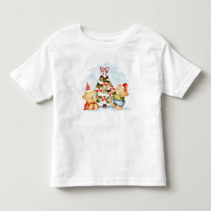Camiseta Infantil Ursos de Natal e Árvores de Natal