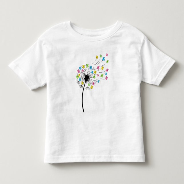 Camiseta Infantil Ursos fofos voadores fluxo de dente-de-leão (Frente)