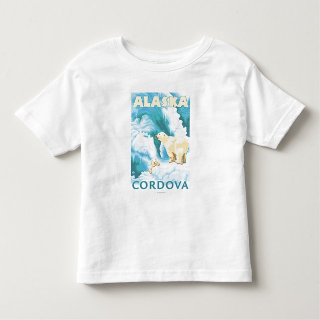 Camiseta Infantil Ursos polares & Cub - Cordova, Alaska (Frente)