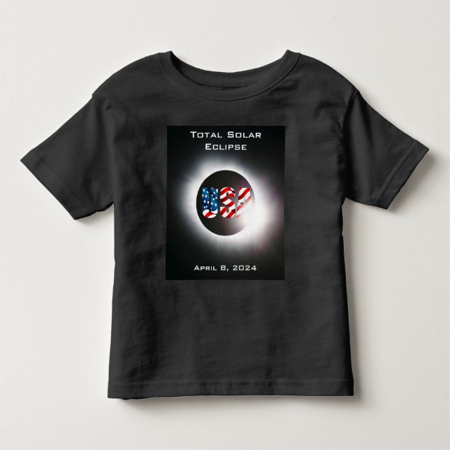 Camiseta Infantil US FLAG Elipse solar total, 8 de abril de 2024 (Frente)