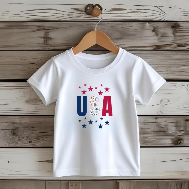 Camiseta Infantil USA 4 de Julho com Estrelas (Criador carregado)