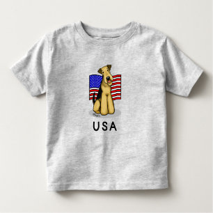 Camiseta Infantil USA American Flag Airedale Terrier Dog - Cute