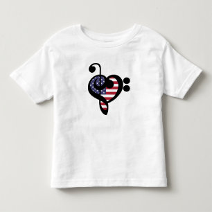 Camiseta Infantil USA Flag Music Heart - Musico do Orgulho Americano
