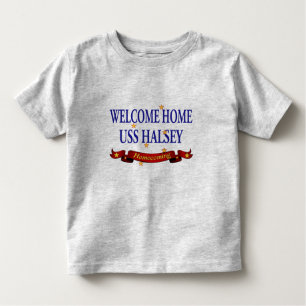 Camiseta Infantil USS Home bem-vindo Halsey