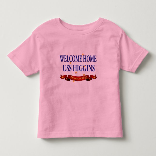 Camiseta Infantil USS Home bem-vindo Higgins (Frente)