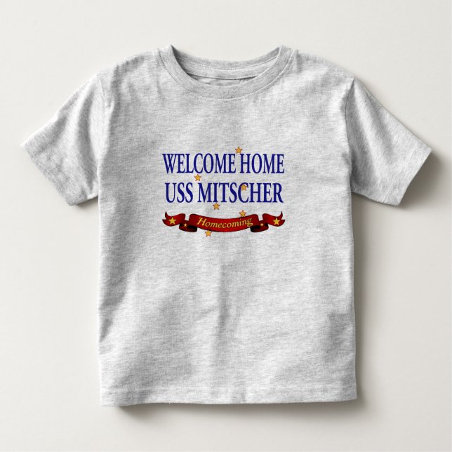 Camiseta Infantil USS Home bem-vindo Mitscher (Frente)