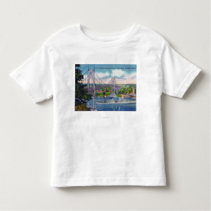 Camiseta Infantil USS Portland que passa sob a ponte de St John