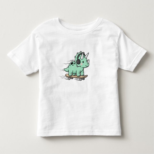 Camiseta Infantil ute Triceratops Roller Skating for Kids (Frente)