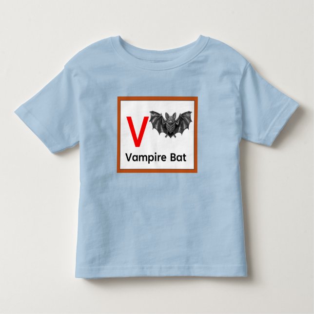 Camiseta Infantil V é para Vampiro Bat (Frente)