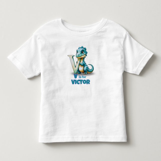 Camiseta Infantil V é para Velociraptor –  (Frente)