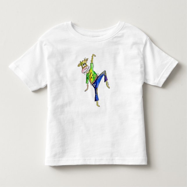 Camiseta Infantil Vaca branca dançante (Frente)