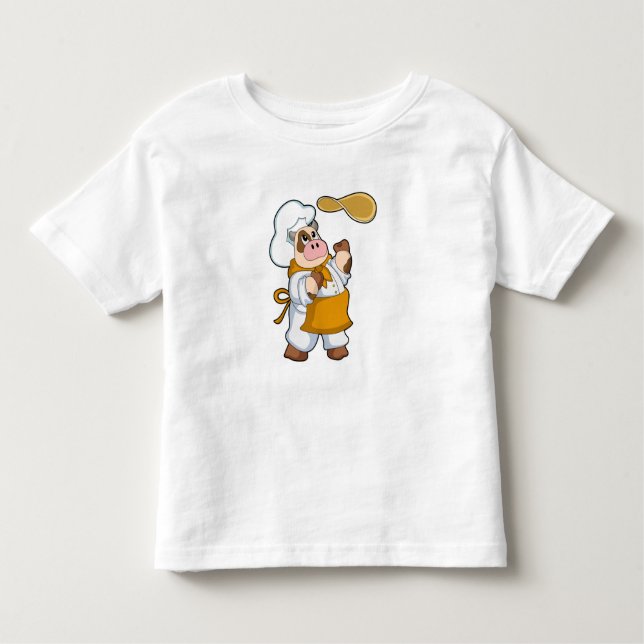 Camiseta Infantil Vaca como cozinhar com Dough (Frente)