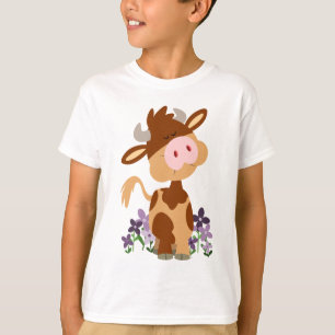 Camiseta Infantil Vaca de Desenho Animado Fofo Mas