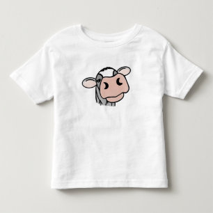 Camiseta Infantil vaca de desenho animado preto branco rosa beijo ci