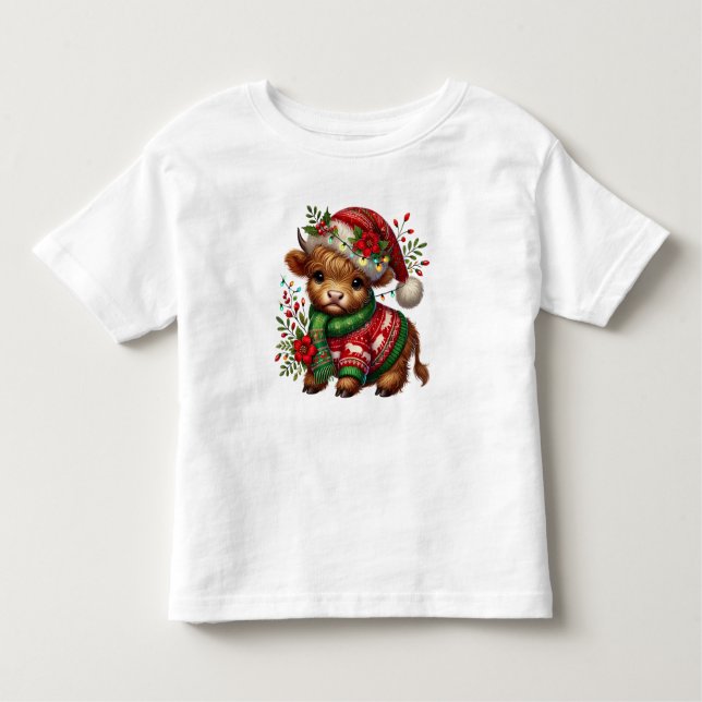 Camiseta Infantil Vaca de Natal Baby Highland  (Frente)