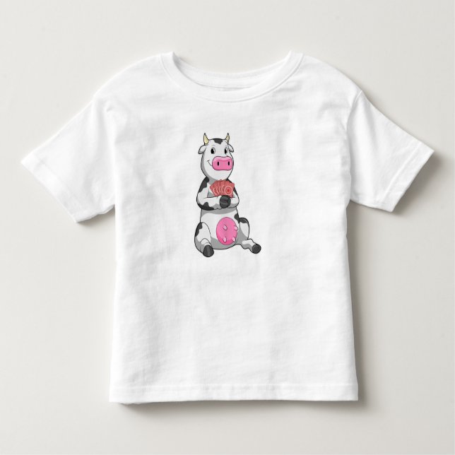 Camiseta Infantil Vaca no Poker com cartões Poker (Frente)