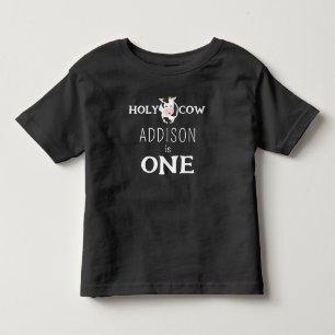 Camiseta Infantil Vaca Sagrada Aniversário de 1 ano Animal de Fazend