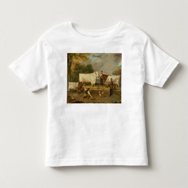 Camiseta Infantil Vacas com um pastor (Frente)