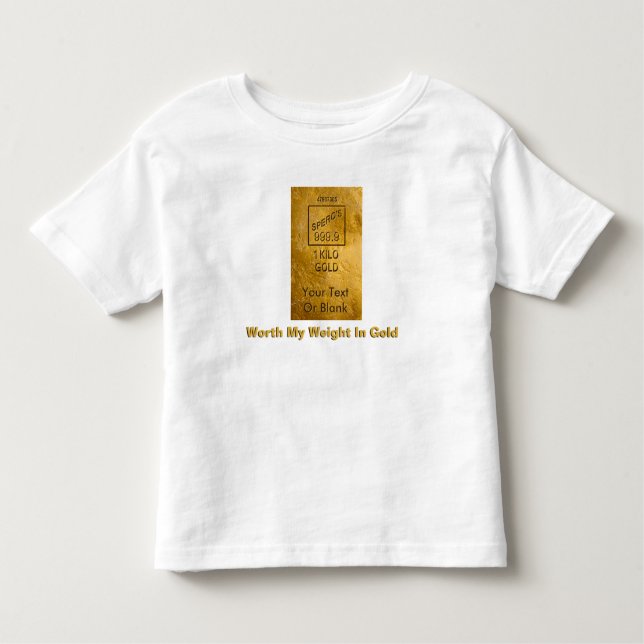 Camiseta Infantil Vale Meu Peso Em Dourado (Frente)