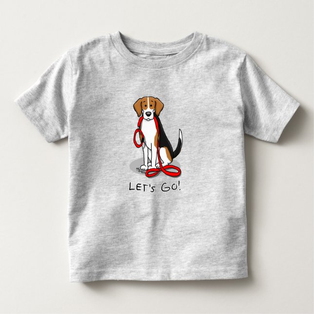 Camiseta Infantil Vamos! (andar) Cão de Beagle (triz cor 3) (Frente)