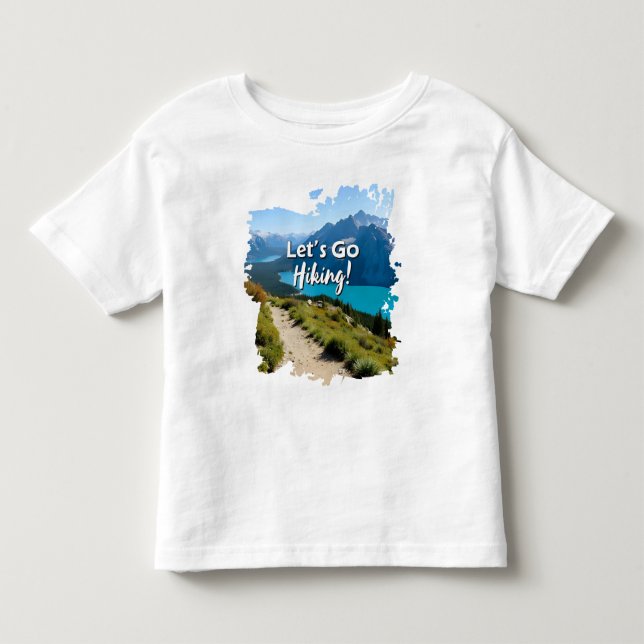 Camiseta Infantil Vamos fazer uma caminhada no lago da montanha (Frente)
