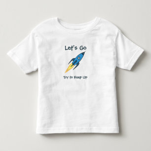 Camiseta Infantil VAMOS GO Motivational Blue Rocket Ship Outspace