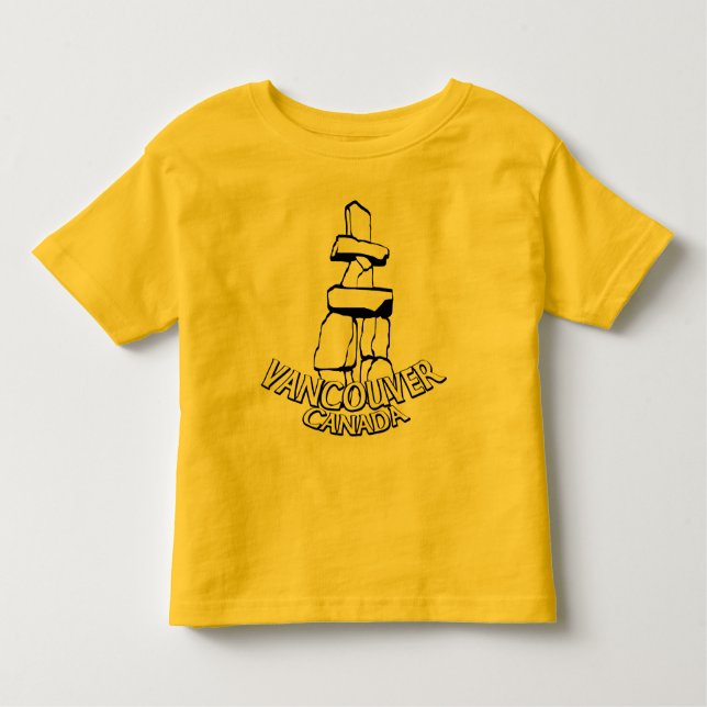 Camiseta Infantil Vancouver Souvenir Kid's T-shirts Inukshuk Art Tee (Frente)